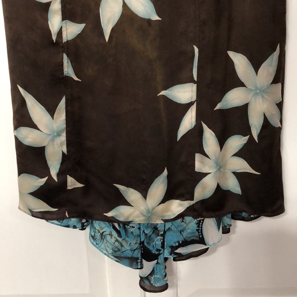 Anne Klein Dark Brown Silk Flowy Skirt w/Lillies - Picture 6 of 15